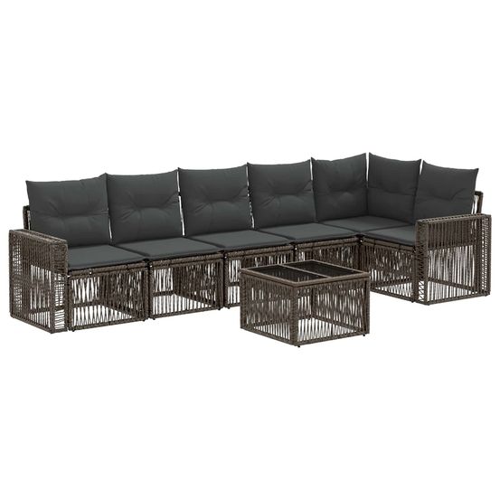 Ensemble de canapé de jardin 7 pc gris et gris foncé polyrotin
