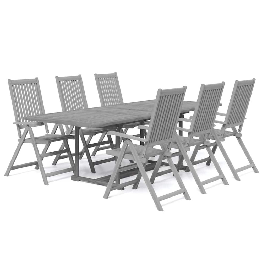 Ensemble à manger de jardin 7 pcs bois d'acacia solide