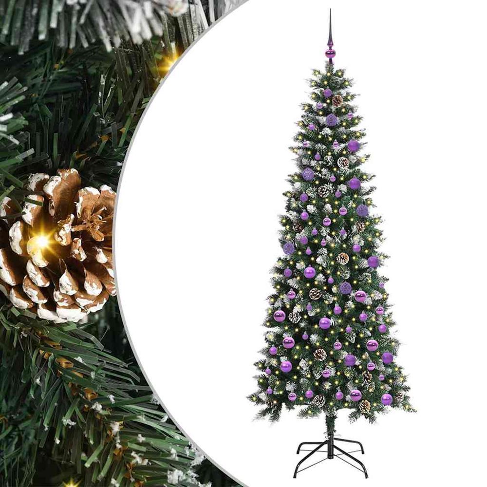 Sapin de noël artificiel vert 210 cm pvc, plastique et acier