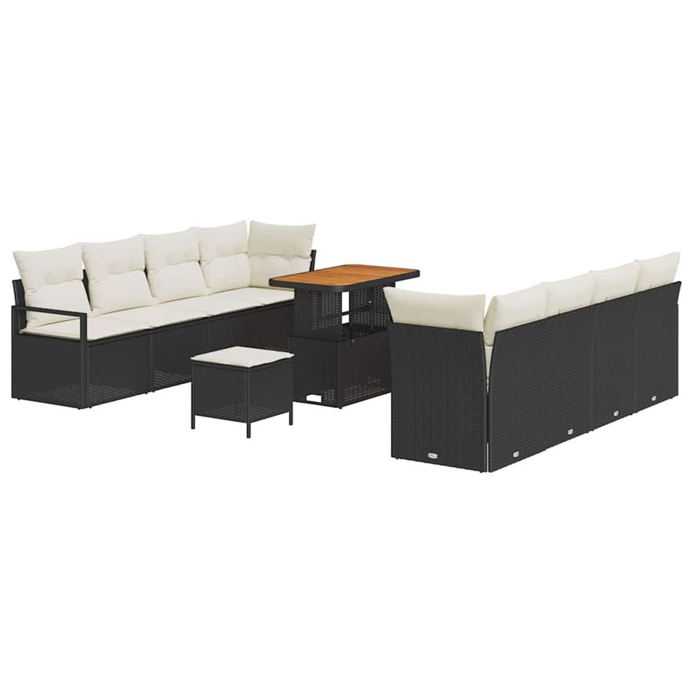 Ensemble de canapé de jardin 11 pc noir polyrotin