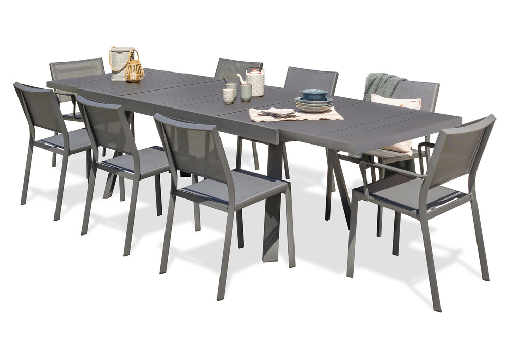 Ensemble repas stockholm 200/300 8 places en aluminium