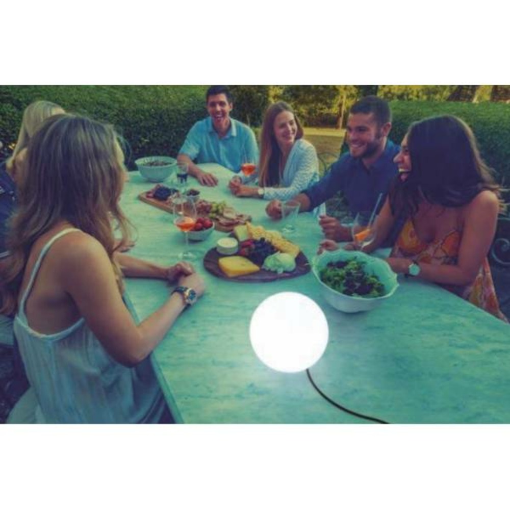 Boule lumineuse extérieur buly 20cm blanche culot e27 led blanc froid filaire 230v ip65