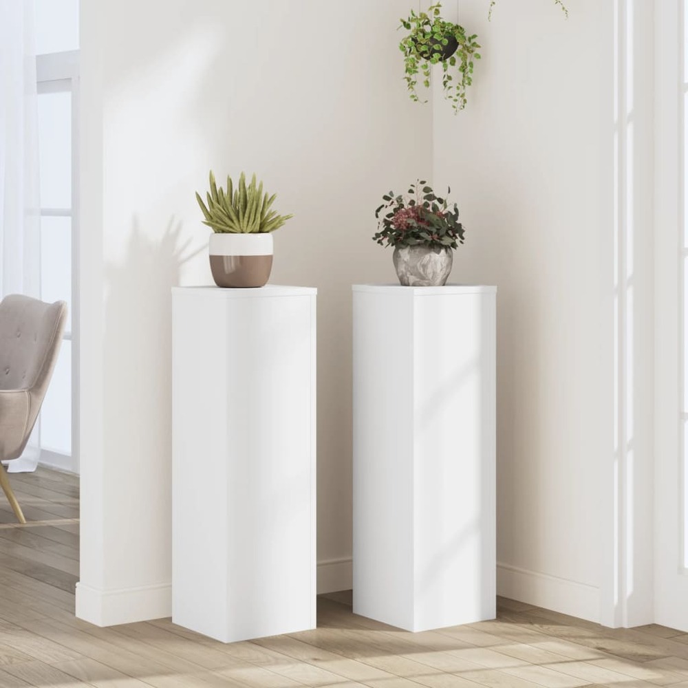 Supports pour plantes 2 pcs blanc 25x25x80 cm bois d'ingénierie