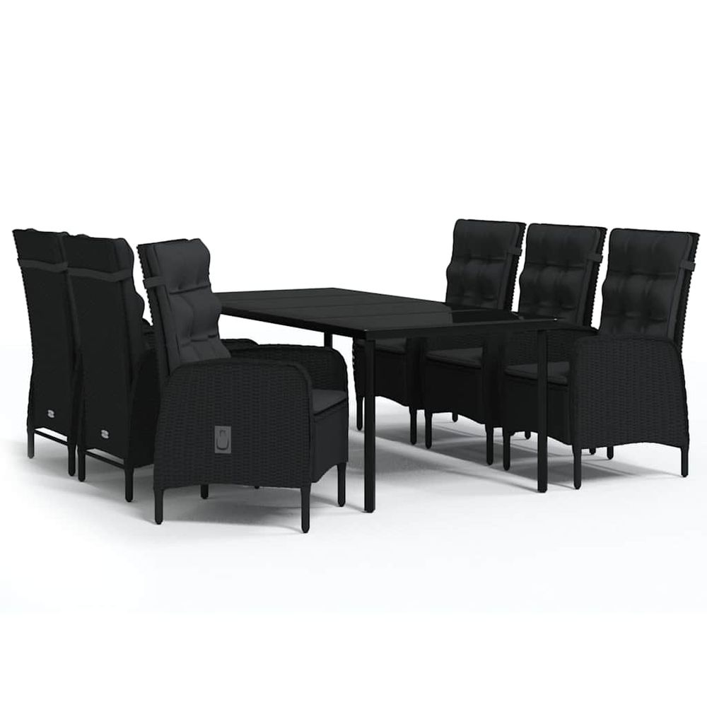 Ensemble à manger de jardin avec coussins 7 pcs noir