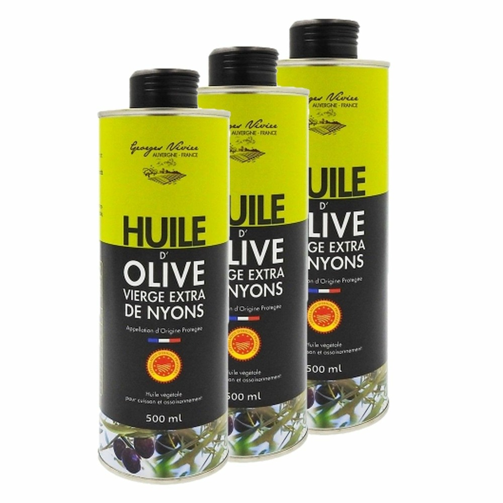Lot 3x huile d'olive de nyons aop - georges nivier - bidon 50cl