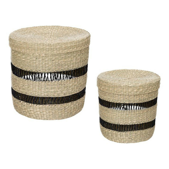 Lot de 2 paniers avec couvercle jayla naturel