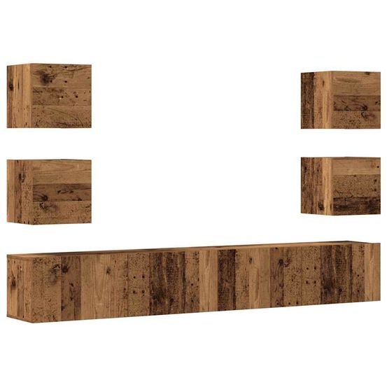 Meubles tv muraux 6 pcs vieux bois bois d'ingénierie