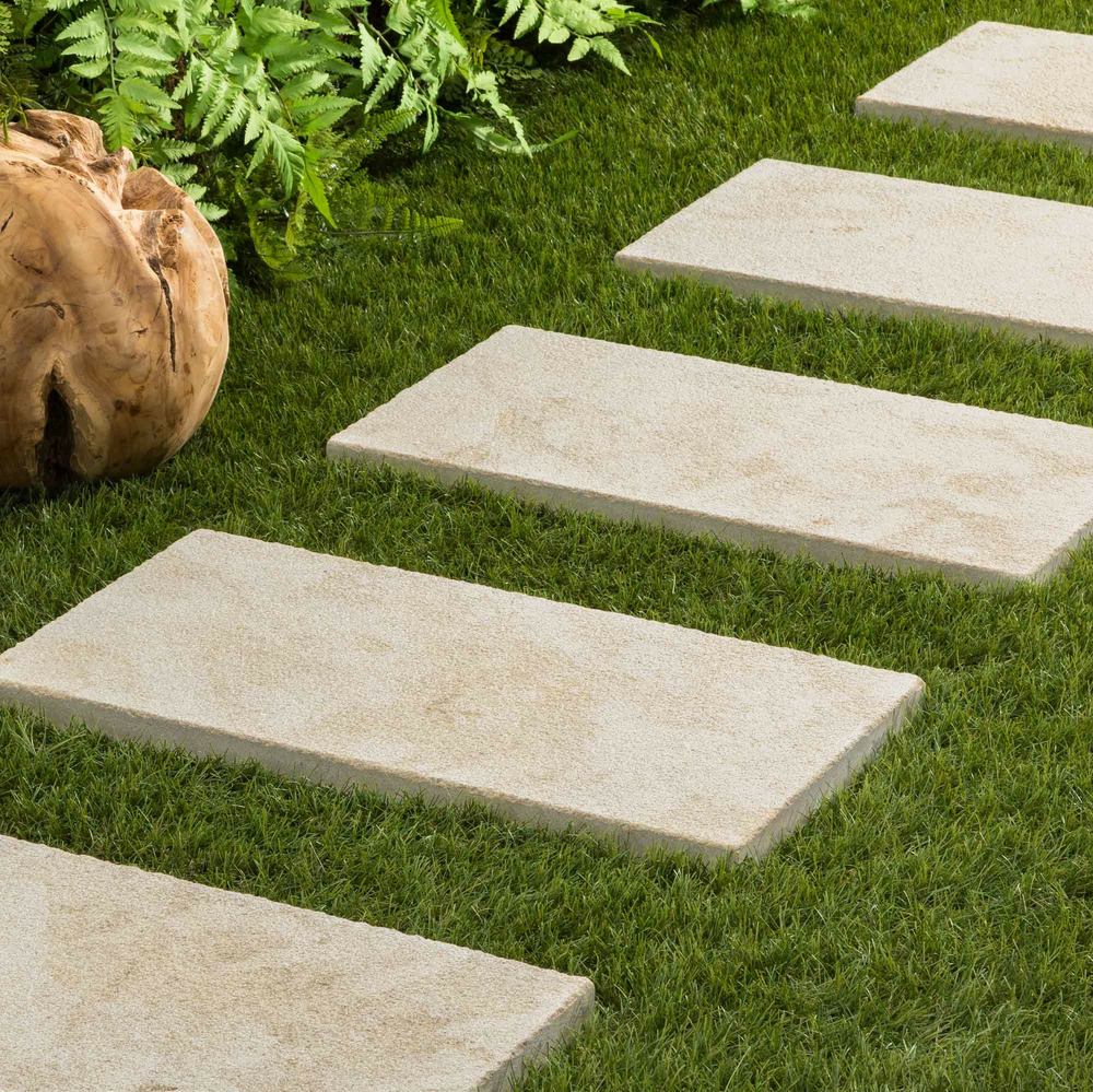 Pas japonais rectangle pierre de l'atlas beige 60x30x3 cm (à l'unité) - ro'ma nature