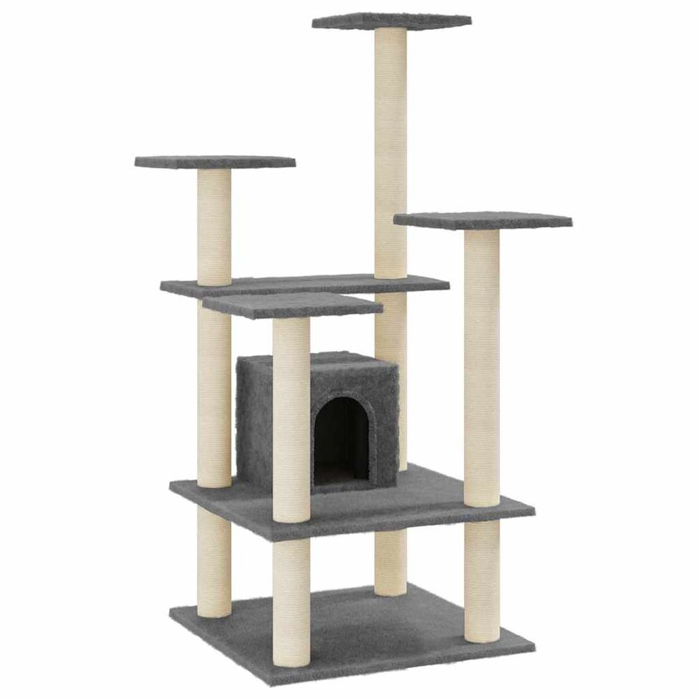Arbre à chat avec griffoirs en sisal gris foncé 110 cm