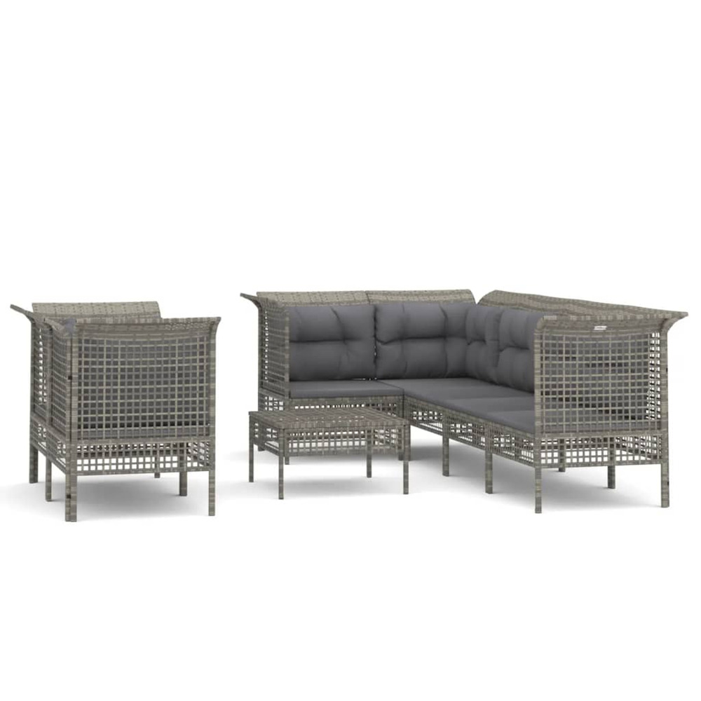 Salon de jardin 8 pcs avec coussins gris résine tressée