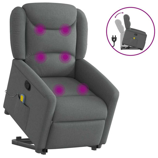 Fauteuil de massage inclinable gris foncé tissu