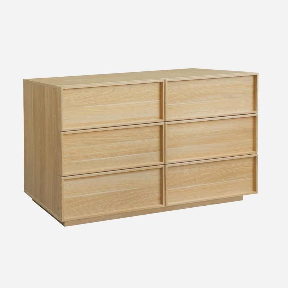 Commode de rangement décor bois 6 tiroirs l 120 x p 43 x h 75cm - kuba