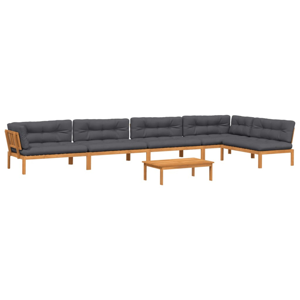 Salon palette de jardin avec coussins 6pcs bois d'acacia massif