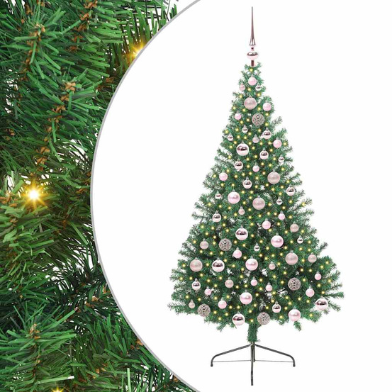 Sapin de noël artificiel pré-éclairé vert 180 cm pvc