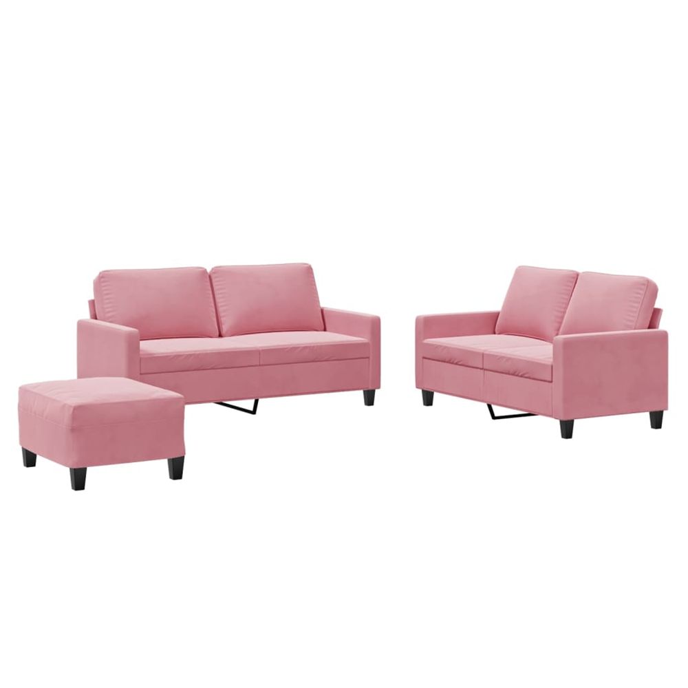 Ensemble de canapés 3 pcs avec coussins rose velours