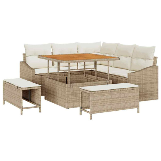 Ensemble de canapé de jardin 8 pcs beige poly rotin