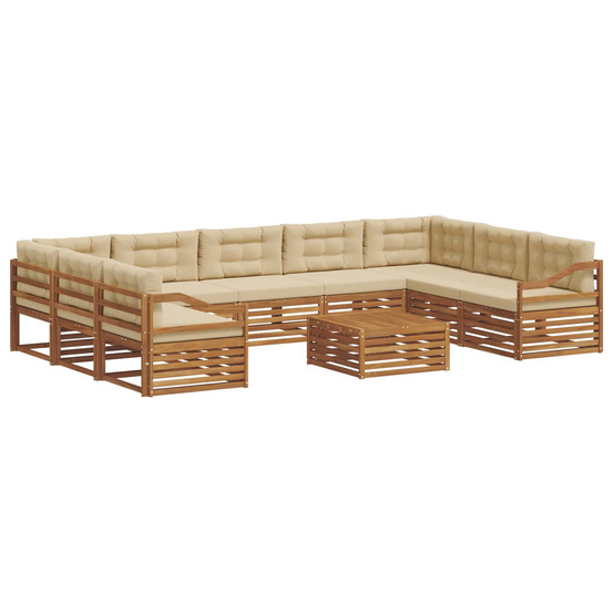 Ensemble de canapés d'extérieur 10 pcs naturel et beige