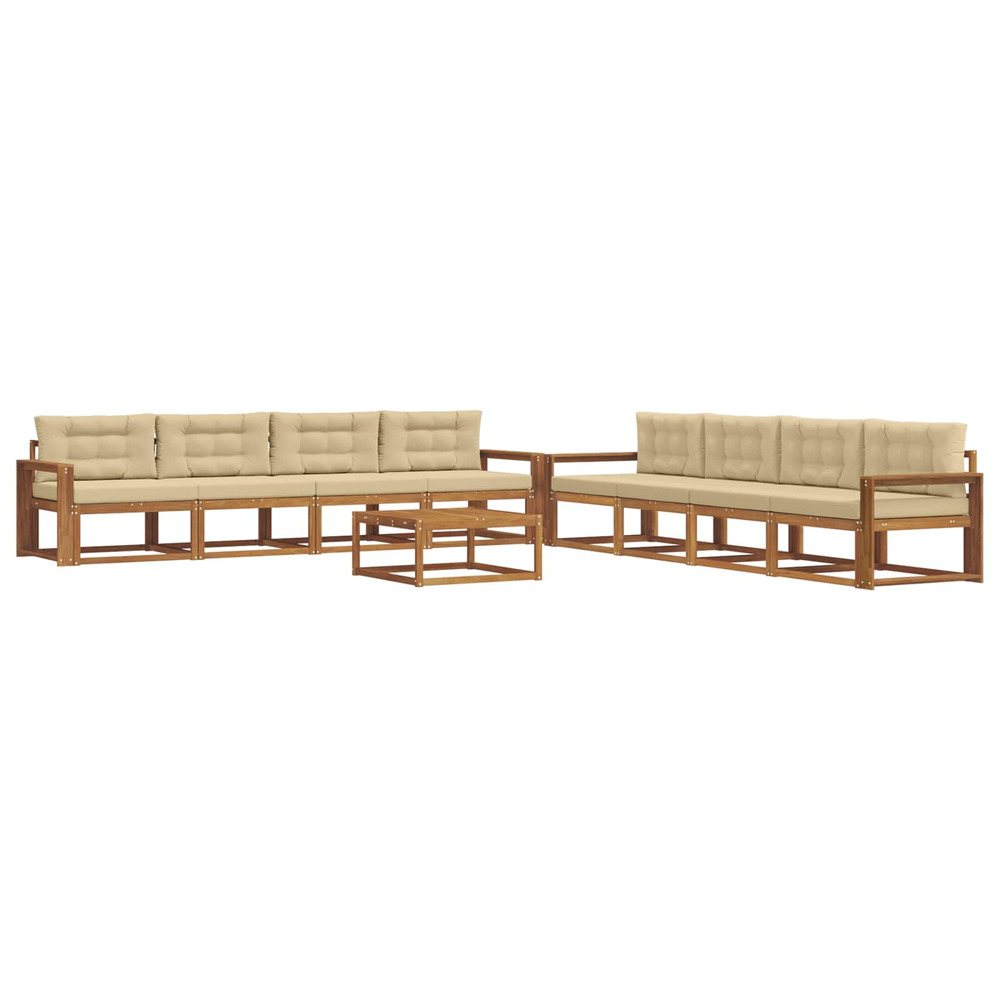 Ensemble de canapés d'extérieur 9 pcs naturel et beige