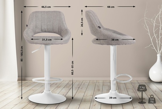 Tabouret de bar milet tissu blanc