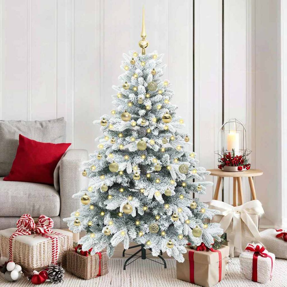 Pack sapin de noël décoré 1.50m, guirlande led 30m et 61 ornements pour fêtes magiques