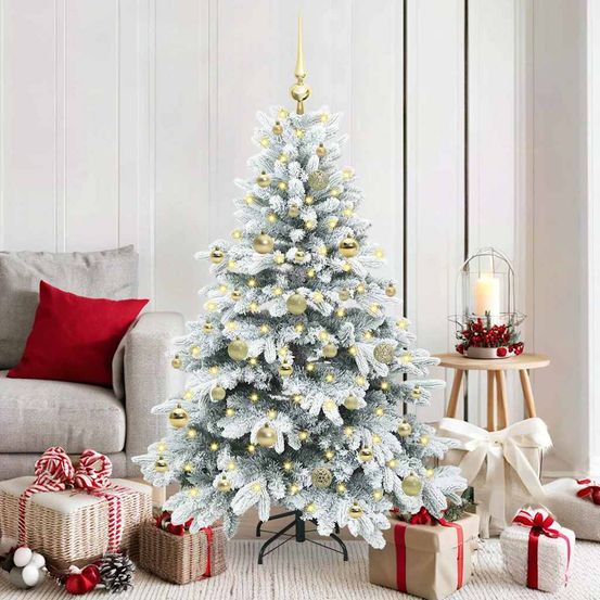Pack sapin de noël décoré 1.50m, guirlande led 30m et 61 ornements pour fêtes magiques