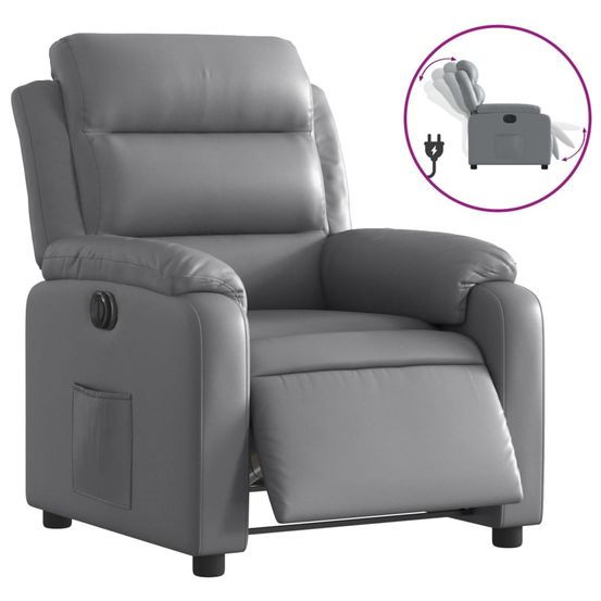 Fauteuil inclinable électrique gris similicuir
