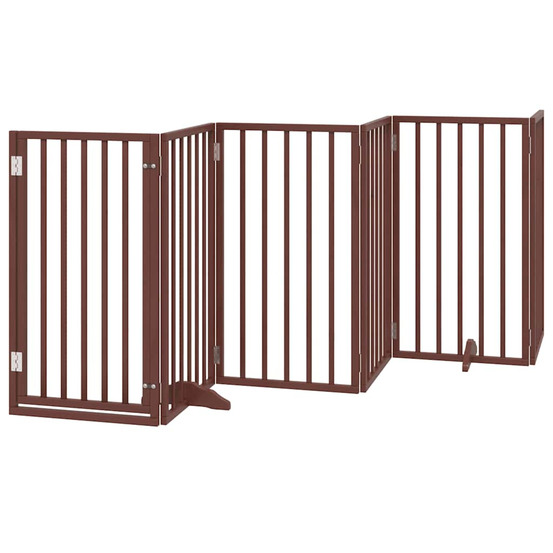 Porte pour chien pliable à 6 panneaux, marron, 300 cm, bois de peuplier