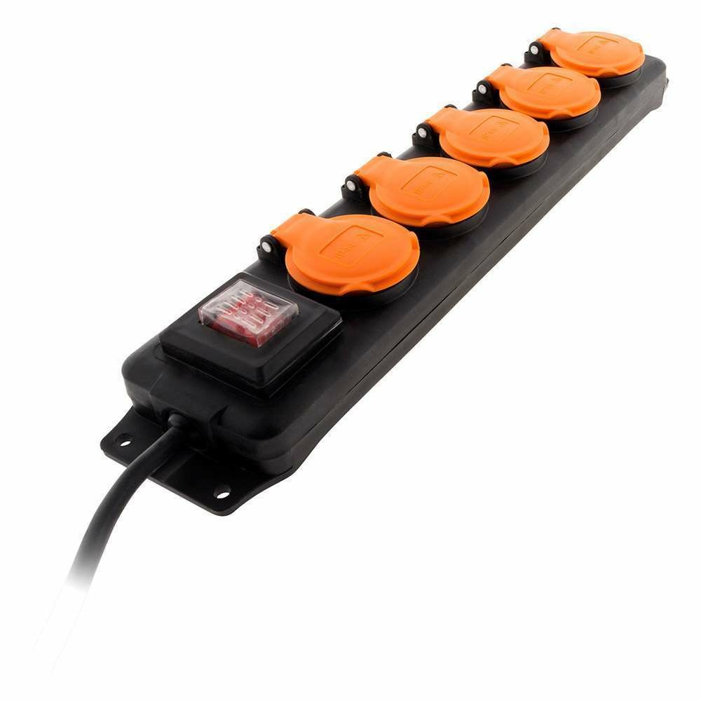 Bloc Étanche IP44 de 5 Prises à 16A de 1,5m - Noir