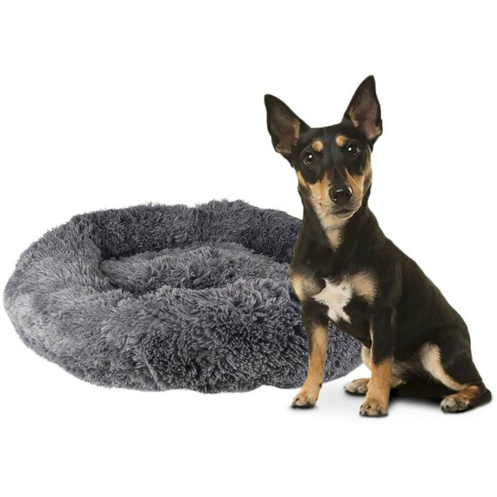 Coussin krems rond ø 70 cm gris anti stress pour chiens
