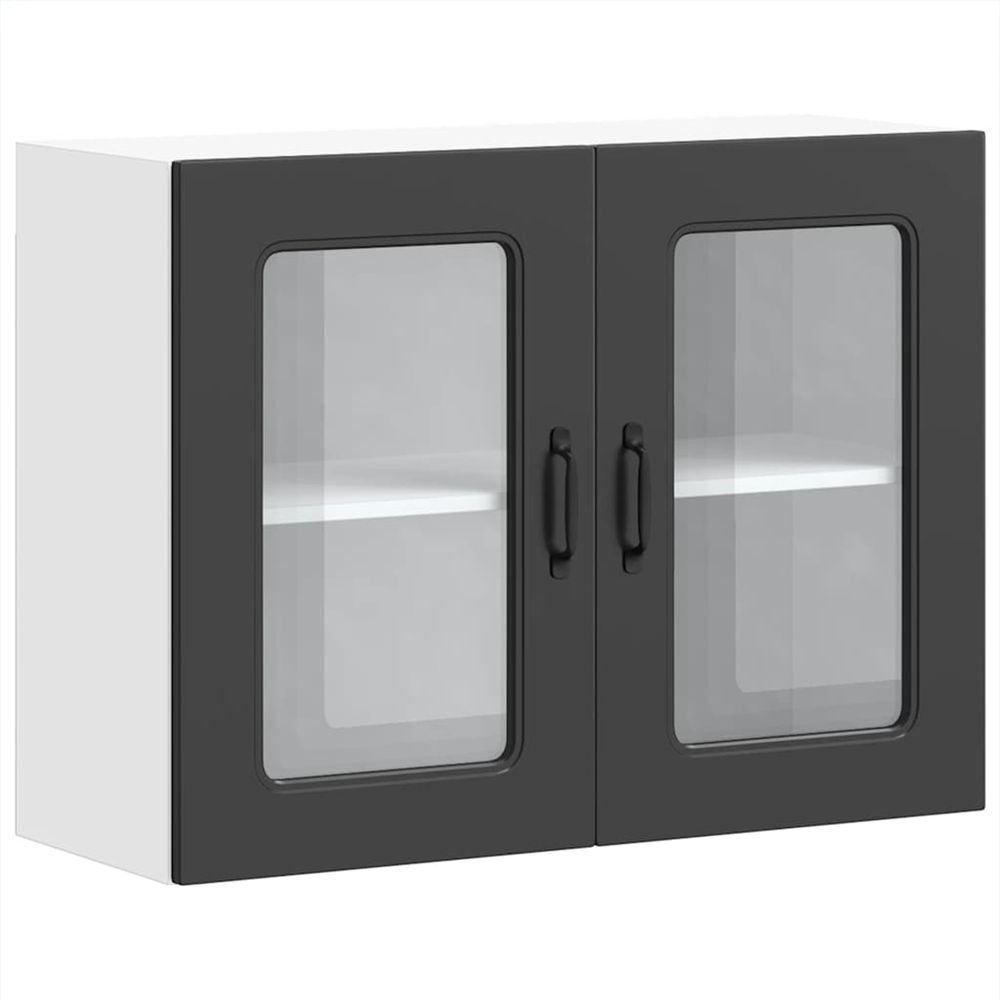 Armoire murale de cuisine avec porte en verre kalmar noir