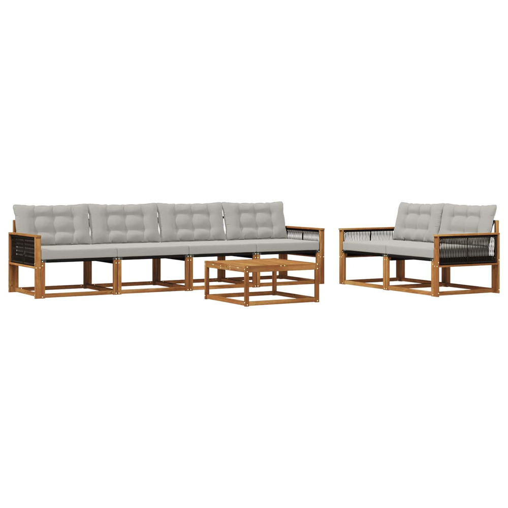 Ensemble de canapés d'extérieur 7 pcs naturel et gris clair