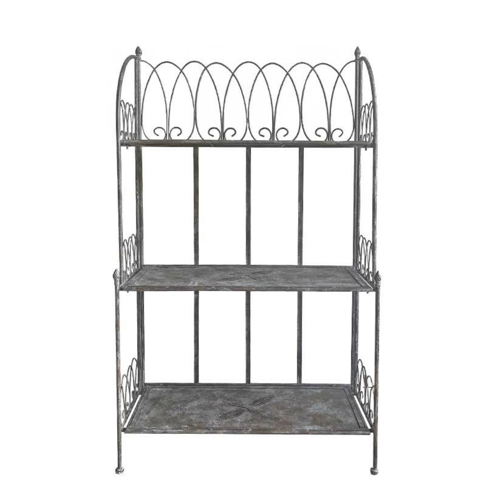 Etagère en fer gris arabesque 67x33x114cm