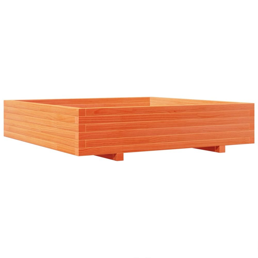 Jardinière d'extérieur cire marron 110x110x26,5 cm bois de pin massif