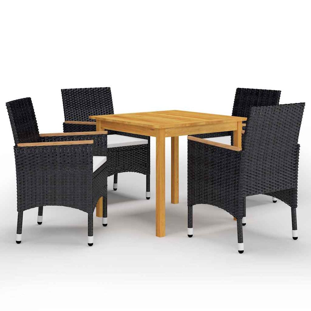 Ensemble à manger de jardin 5 pcs noir