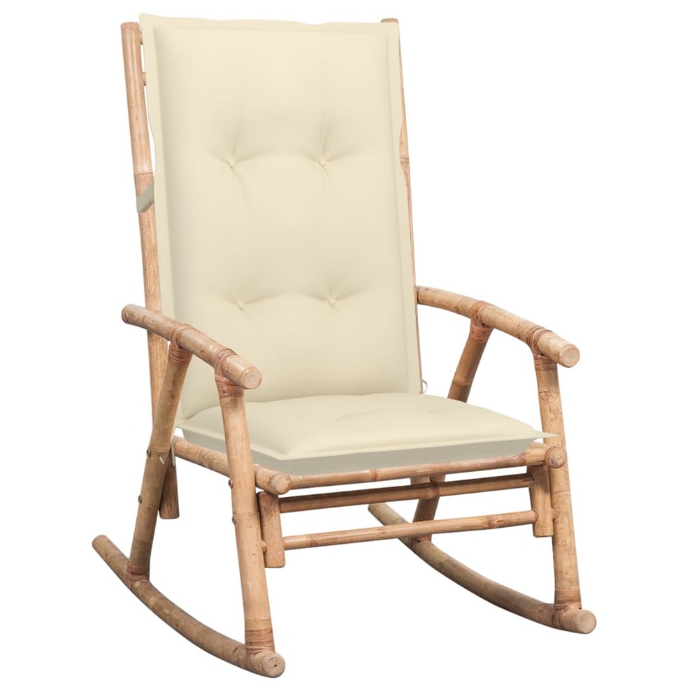 Chaise à bascule avec coussin bambou