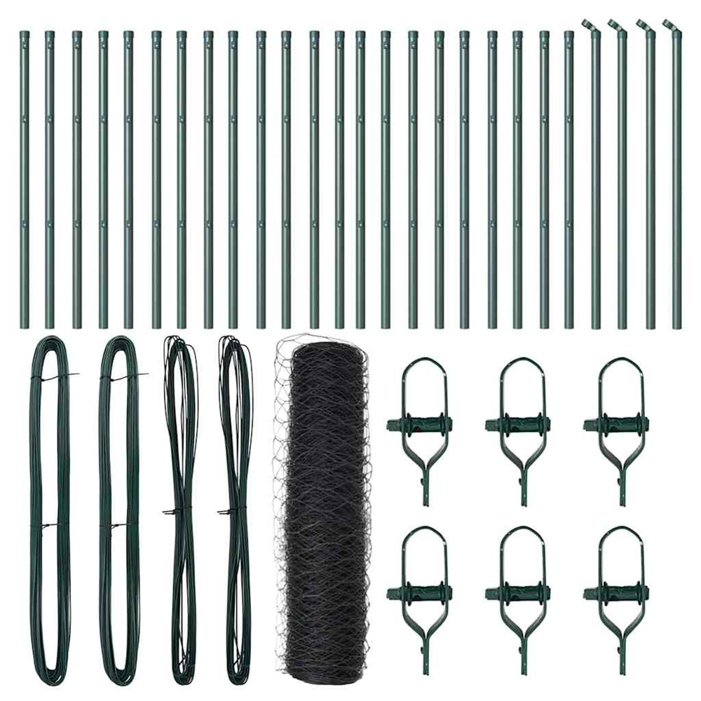 Poteau de clôture. Gris 50 x 0,6 m (maille 50 mm) acier et pvc