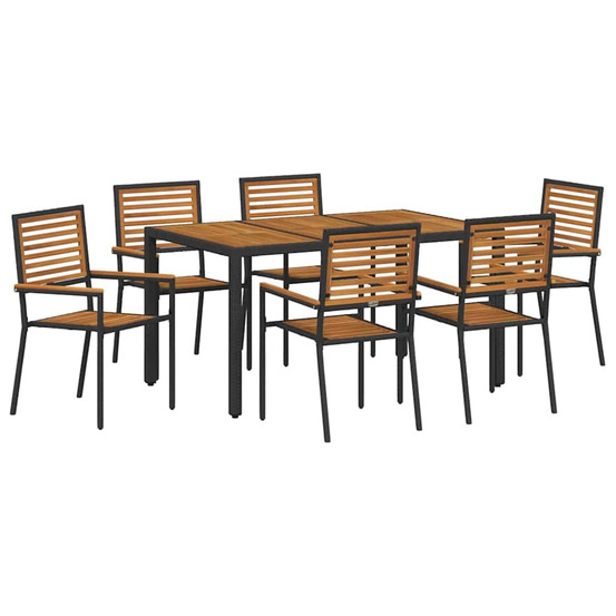 Ensemble de salle à manger pour jardin 7 pcs noir polyrotin