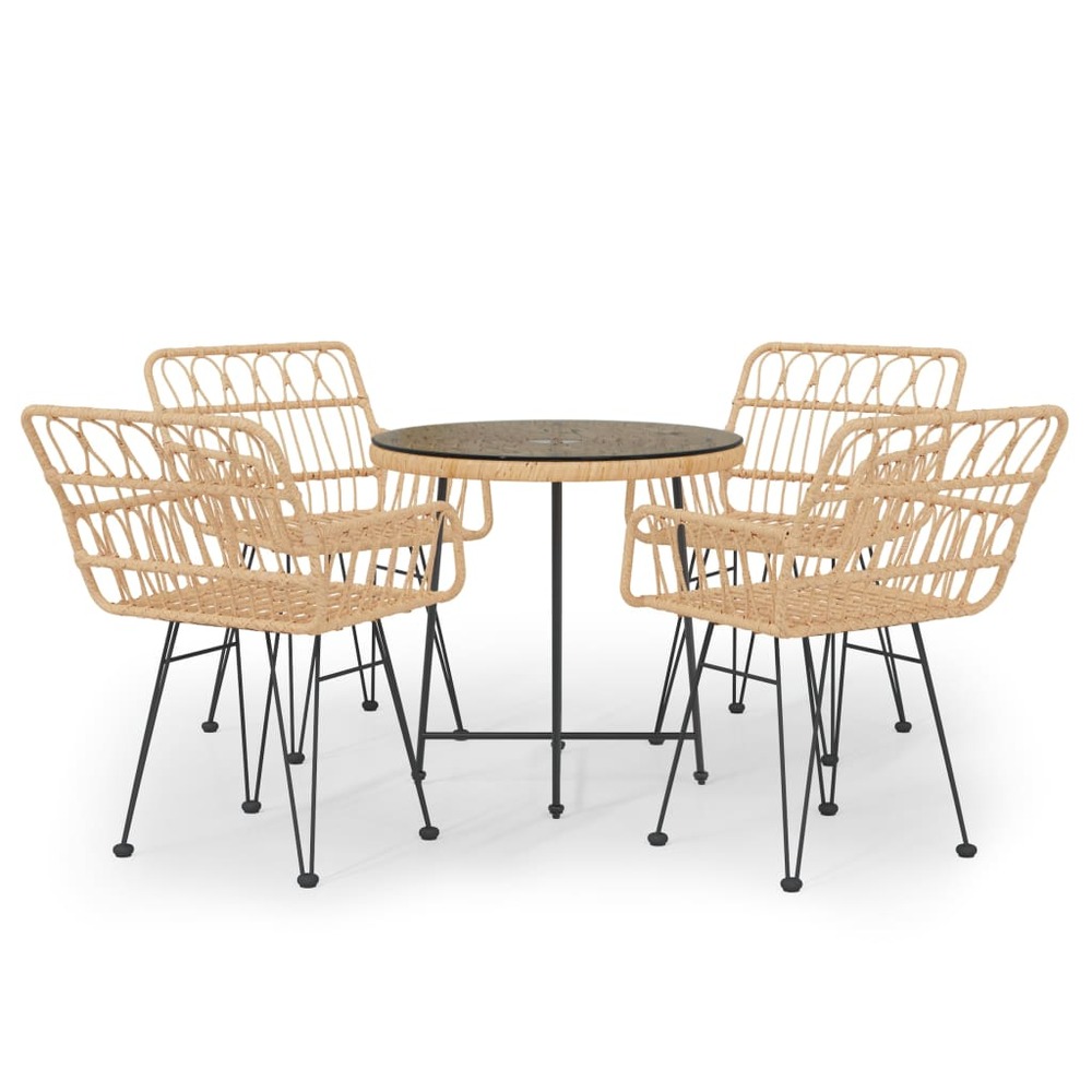 Ensemble à dîner salon de jardin meuble d'extérieur 5 pièces résine tressée