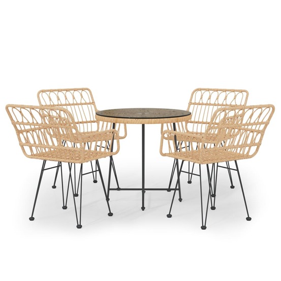 Ensemble à dîner salon de jardin meuble d'extérieur 5 pièces résine tressée