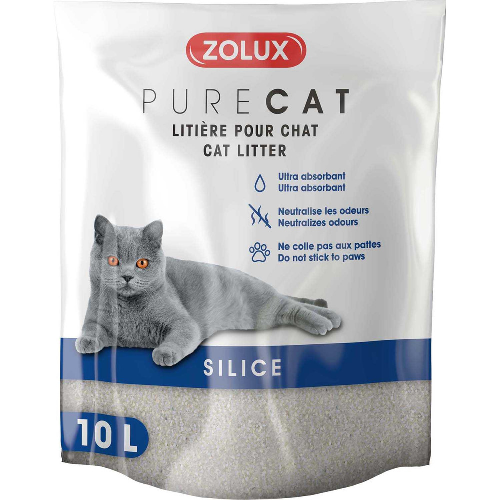 Litière silice nature purecat 10 litres