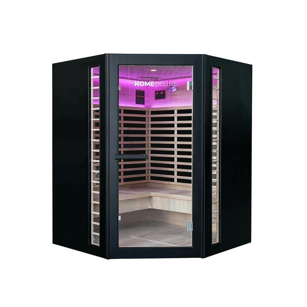 Cabine infrarouge home deluxe nero xxl – noir, hemlock (190 x 150 x 150 cm) | design luxueux et montage facile