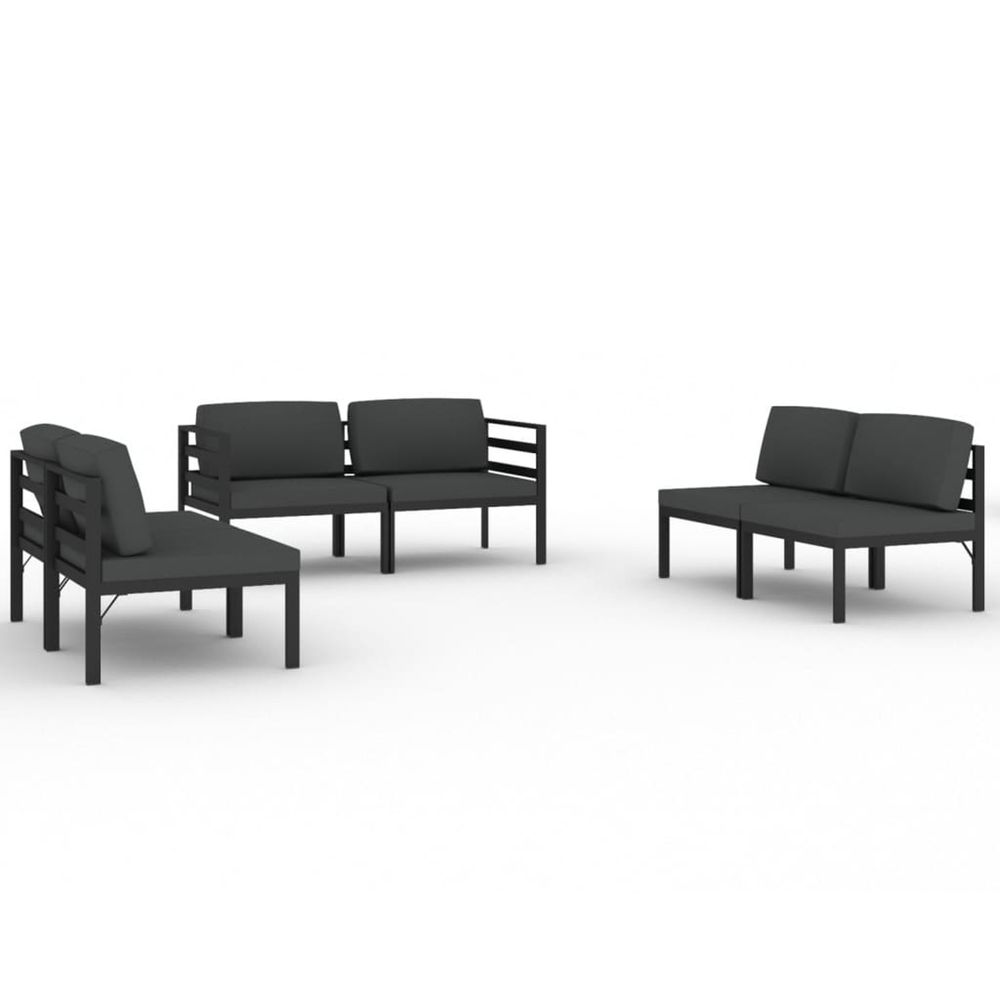 Salon de jardin 6 pcs avec coussins aluminium anthracite