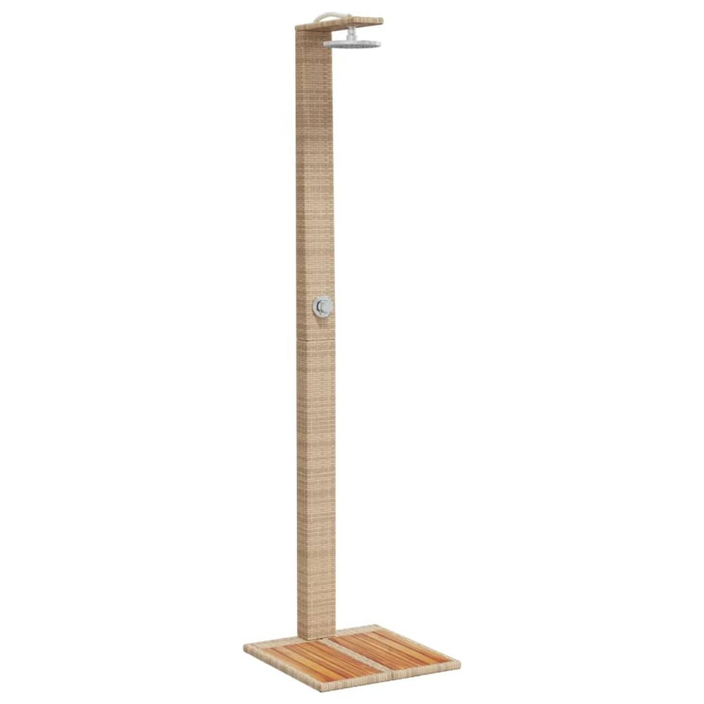 Douche d'extérieur beige 50x55x224cm résine tressée bois acacia
