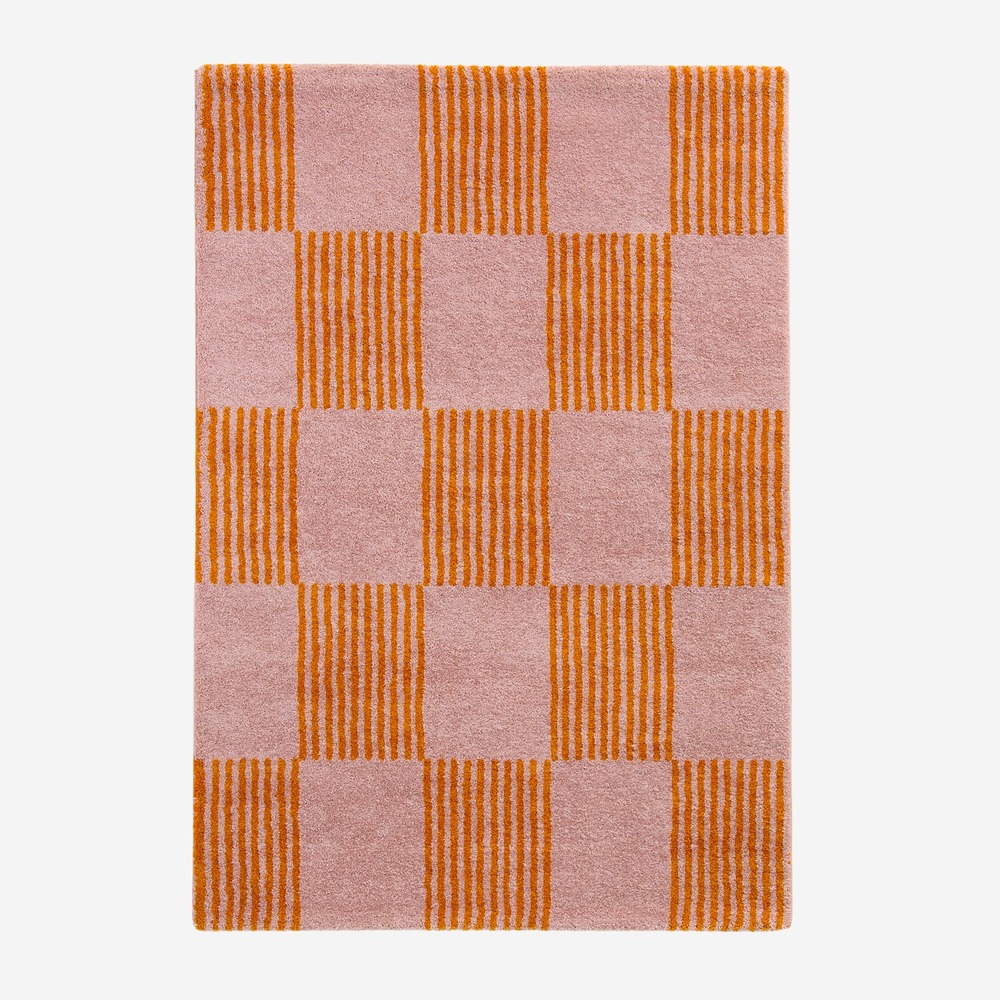 Tapis intérieur damier orange et rose - fergew