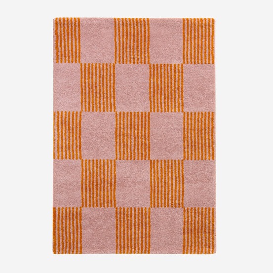 Tapis intérieur damier orange et rose - fergew