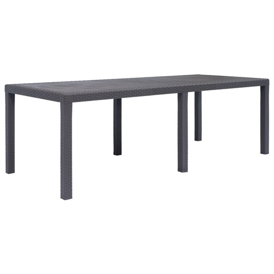 Table de jardin marron 220x90x72 cm plastique aspect de rotin