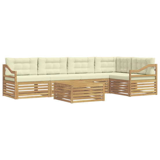 Ensemble de canapés d'extérieur 6 pcs blanc et crème polyester