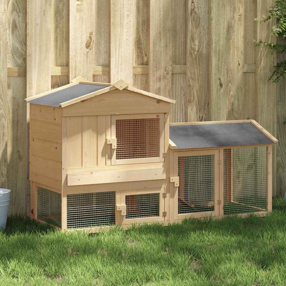 Poulailler en bois de pin avec extension pour jardin 150cm marron