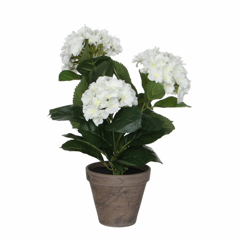 Mica decorations plante artificielle hortensia - h40 x ø35 cm - blanc