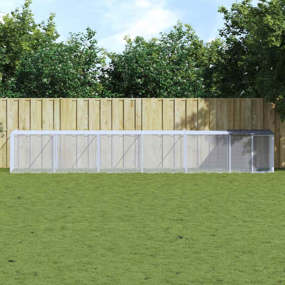 Poulailler avec toit acier galvanisé volaille extérieur parc couvert 603x98x90cm anthracite